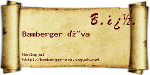 Bamberger Éva névjegykártya